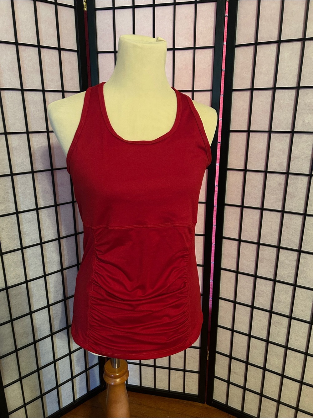 Soybu Red Ruched Racerback Tank Top